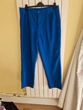 Men's Cobalt Blue Straight-Leg Chinos